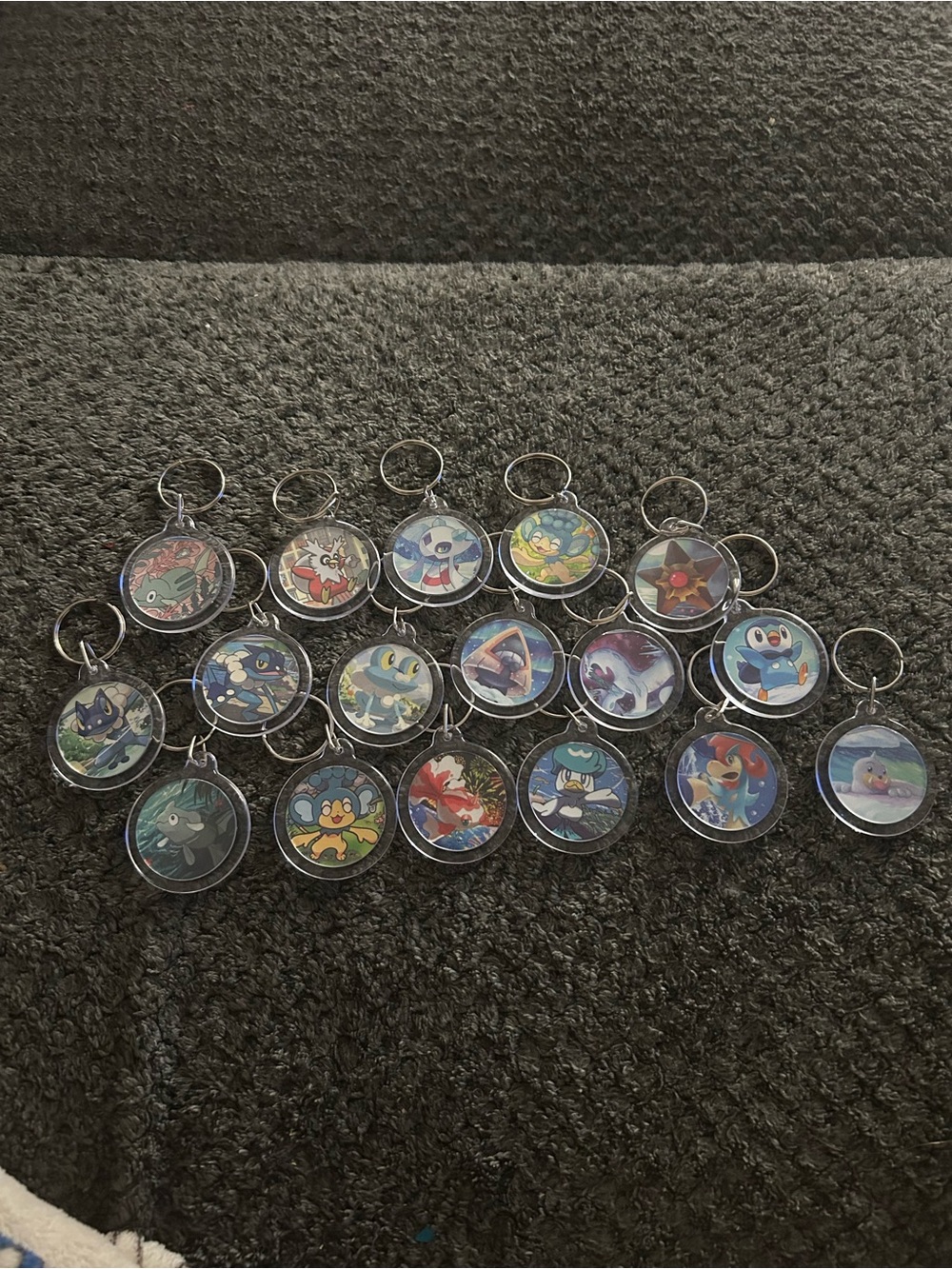 Hand Crafted clear acrylic Pokemon-style character keychain - multicolor